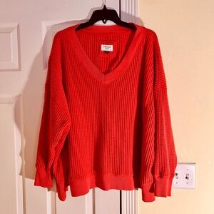 Orange American Eagle V-Neck Sweater